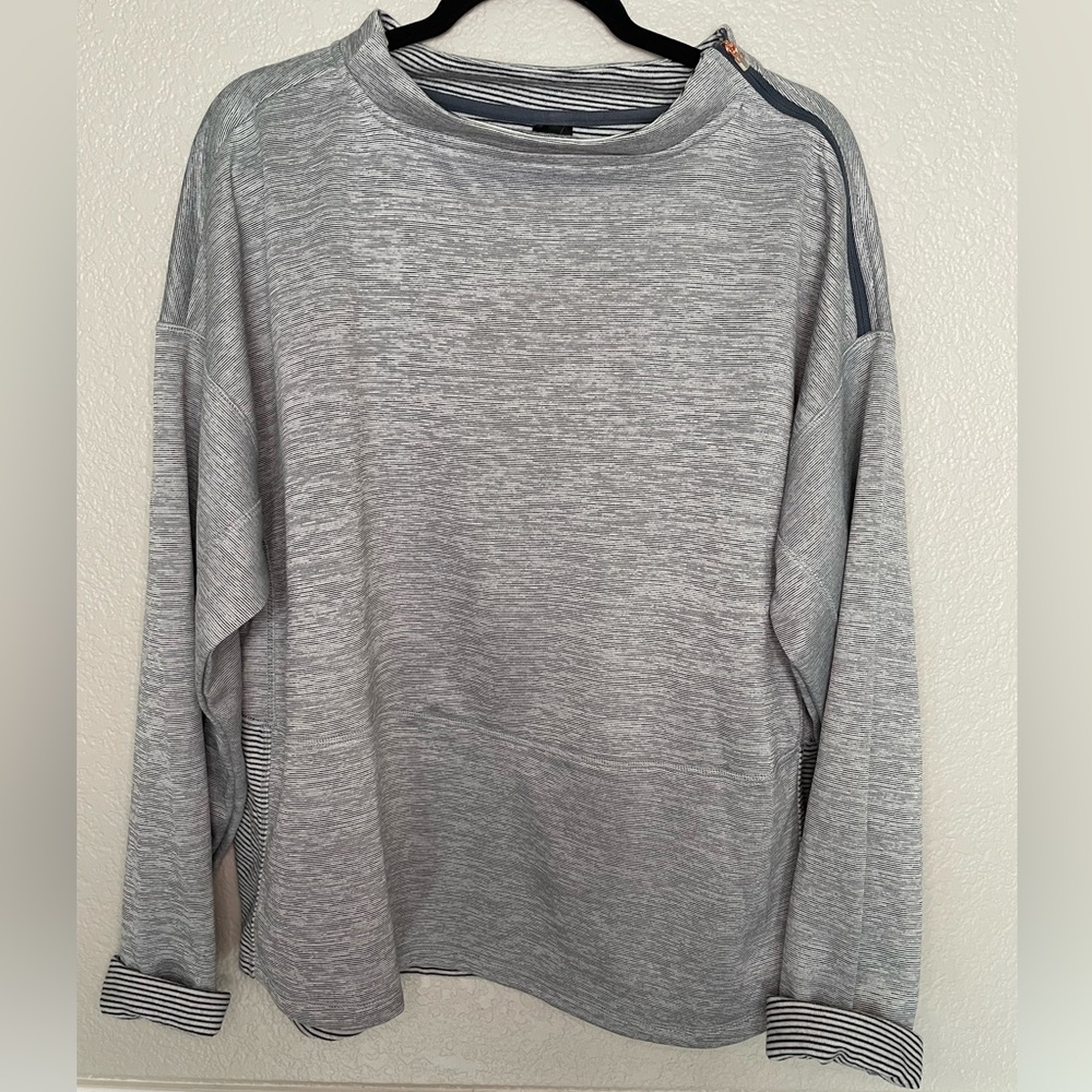 Champion Striped Crewneck Turtleneck Sweater with Zipper